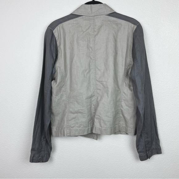 Eileen Fisher Women's Medium Coated Organic Linen Moto Jacket Full Zip Collared - Picture 11 of 16